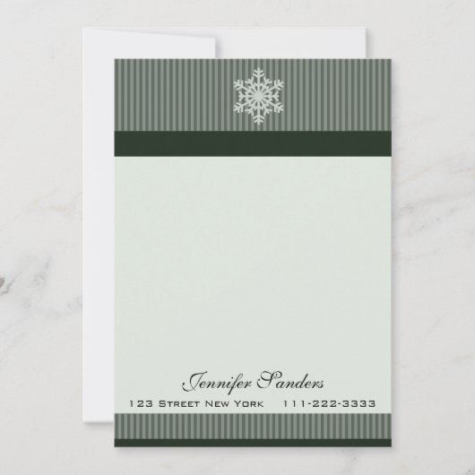 Classy Snowflake Custom Note Cards Green Notitiekaartje (Voorkant)