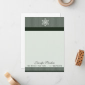Classy Snowflake Custom Note Cards Green Notitiekaartje (Voorkant / Achterkant in situ)