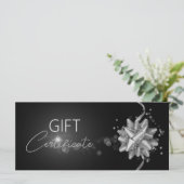 Classy Solid Silver Bow Elegant Black Gift Card (Staand voorkant)