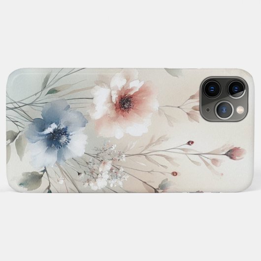 Classy Sophisticated Delicate Waterverf Flowers Case-Mate iPhone Case (Achterkant (horizontaal))