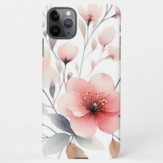 Classy Sophisticated Delicate Waterverf Flowers iPhone Hoesje (Achterkant)