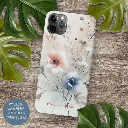 Classy Sophisticated Delicate Waterverf Flowers iPhone Hoesje