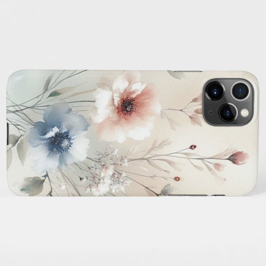 Classy Sophisticated Delicate Waterverf Flowers iPhone Hoesje (Achterkant horizontaal)