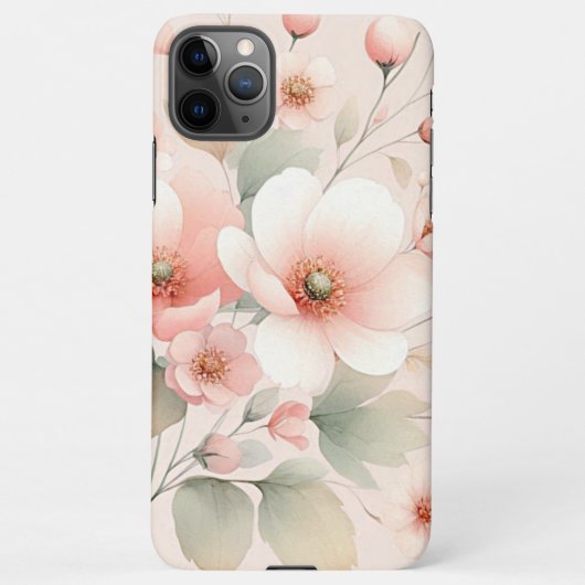 Classy Sophisticated Delicate Waterverf Flowers iPhone Hoesje (Achterkant)