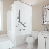 Classy Sophisticated Elegant Monogram L Custom Douchegordijn (In situ)