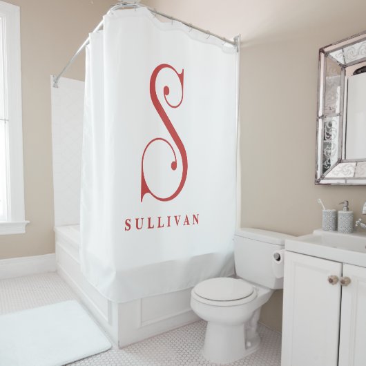 Classy Sophisticated Elegant Monogram S Custom Douchegordijn (In situ)