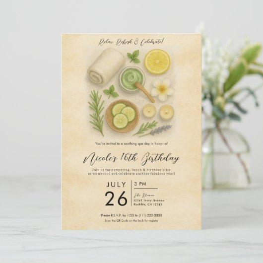 Classy Spa Pampering Beauty Day Verjaardagsfeest Kaart (Staand voorkant)