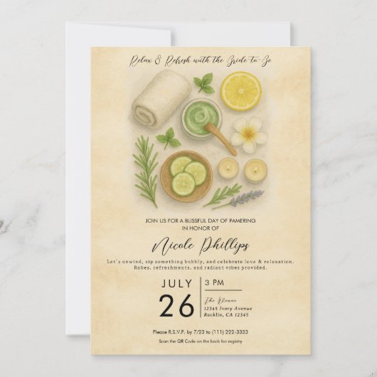 Classy Spa Pampering Beauty Day Vrijgezellenfeest Kaart (Voorkant)