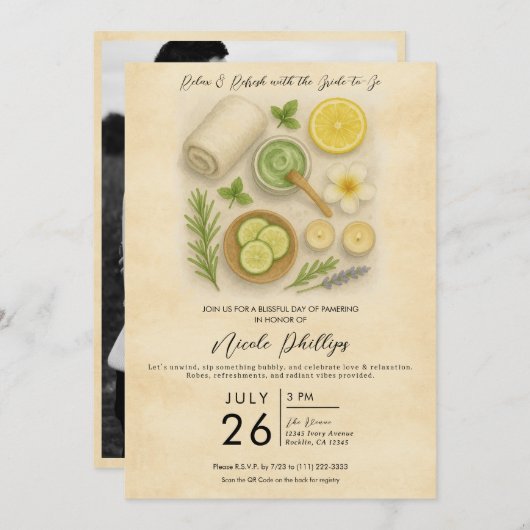 Classy Spa Pampering Beauty Day Vrijgezellenfeest Kaart (Voorkant / Achterkant)