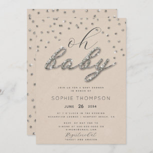Classy Sparkle Glitter Gender Neutral Baby shower Kaart