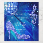Classy Sparkle Heels Blue Disco Ball Verjaardag Wijn Etiket (Enkel label)