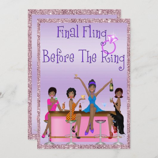 Classy Sparkles & Glitter Bachelorette Party Kaart (Voorkant / Achterkant)