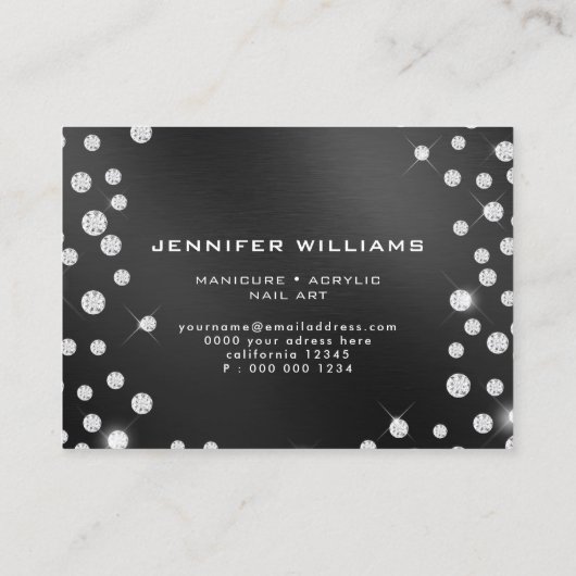 Classy Sparkly Diamonds Elegant Black en white Visitekaartje (Achterkant)
