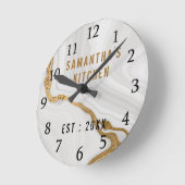 Classy Specialized Gold White Marble Kitchen Ronde Klok (Hoek)