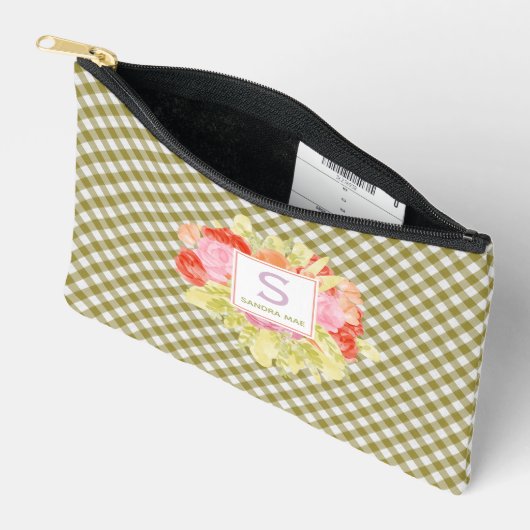 Classy Spring Fern Green Gingham Check patroon Etui (Open)