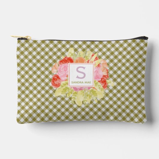 Classy Spring Fern Green Gingham Check patroon Etui (Voorkant)