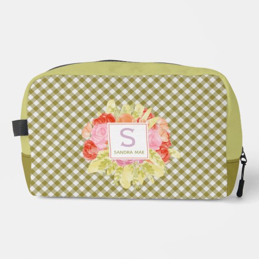 Classy Spring Fern Green Gingham Check patroon Toilettasje (Voorkant)