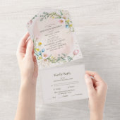Classy Spring Wildflower Meadow Garden Wedding All In One Uitnodiging (Afscheurbaar)