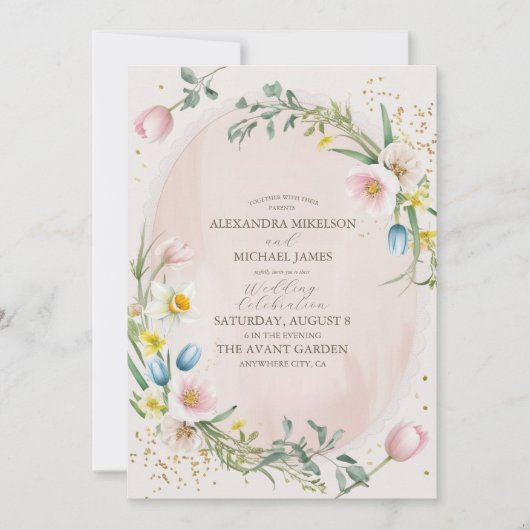 Classy Spring Wildflower Meadow Garden Wedding Kaart (Voorkant)