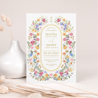Classy Spring Wildflower Meadow Garden Wedding Kaart