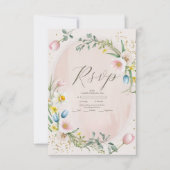 Classy Spring Wildflower Meadow Garden Wedding RSVP Kaartje (Voorkant)