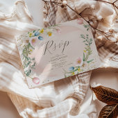 Classy Spring Wildflower Meadow Garden Wedding RSVP Kaartje