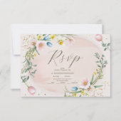 Classy Spring Wildflower Meadow Garden Wedding RSVP Kaartje (Voorkant)
