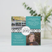 Classy Square Afstuderen kondiging - Blauwgroen Kaart (Staand voorkant)