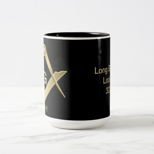 Classy Square & Compass Monogrammed Mok (Center)