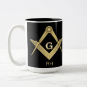 Classy Square & Compass Monogrammed Mok (Links)