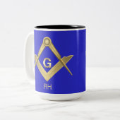 Classy Square & Compass Monogrammed Mok (Voorkant links)