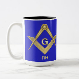 Classy Square & Compass Monogrammed Mok