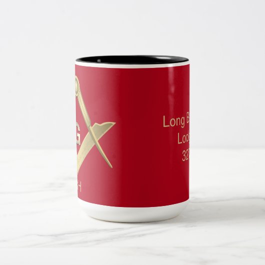 Classy Square & Compass Monogrammed Two-Tone Coffe Tweekleurige Koffiemok (Center)