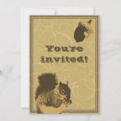 Classy Squirrel & Nut Birthday Party Invitation Kaart (Voorkant)