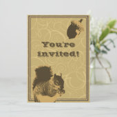 Classy Squirrel & Nut Birthday Party Invitation Kaart (Staand voorkant)