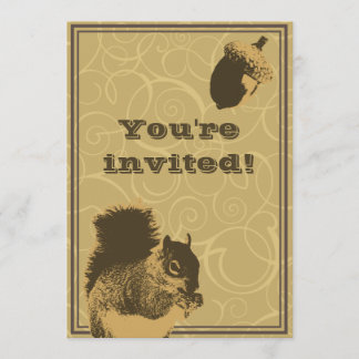 Classy Squirrel & Nut Birthday Party Invitation Kaart