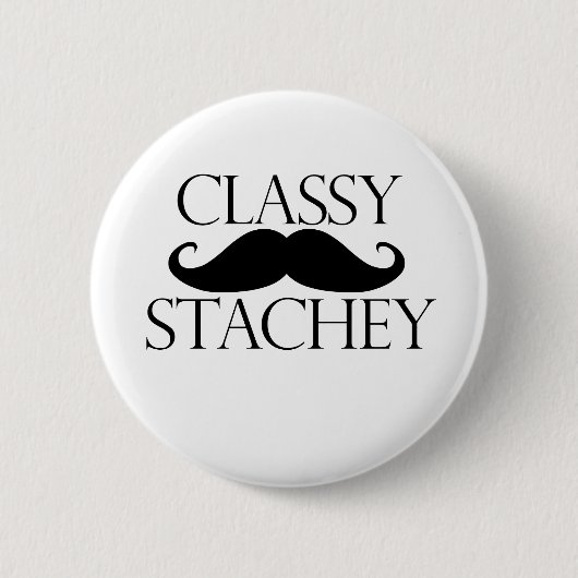 Classy Stache Mustache Ronde Button 5,7 Cm (Voorkant)