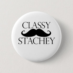 Classy Stache Mustache Ronde Button 5,7 Cm