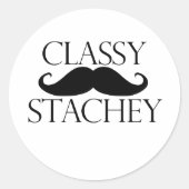 Classy Stache Mustache Ronde Sticker (Voorkant)