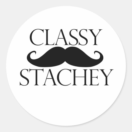 Classy Stache Mustache Ronde Sticker (Voorkant)