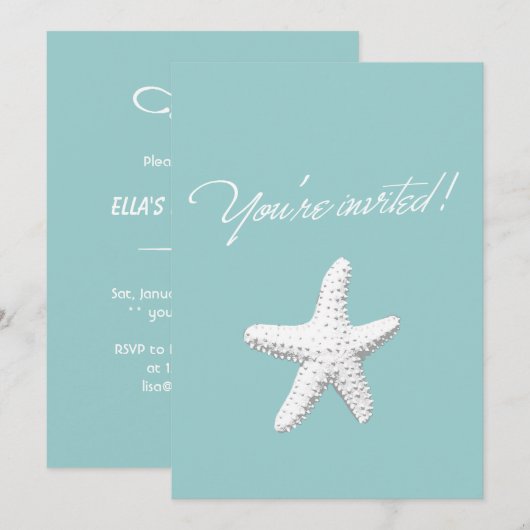 Classy Starfish Baby shower Invitation Kaart (Voorkant / Achterkant)
