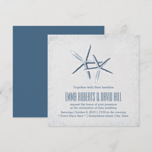 Classy Starfish Beach Wedding Invitations Kaart (Voorkant / Achterkant)