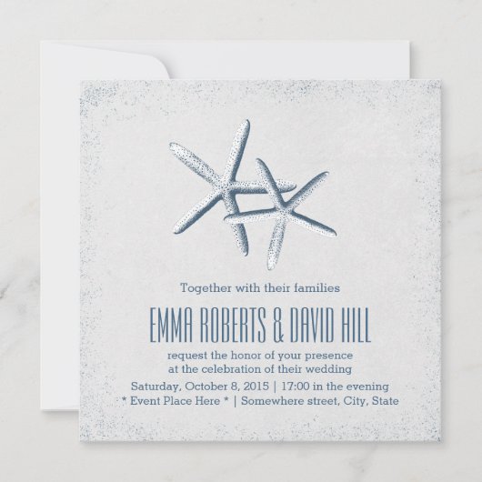 Classy Starfish Beach Wedding Invitations Kaart (Voorkant)
