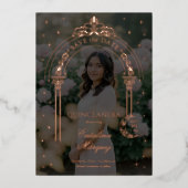 Classy Starry Moon Photo Quinceañera Bewaar de dat Folie Uitnodiging (Voorkant)