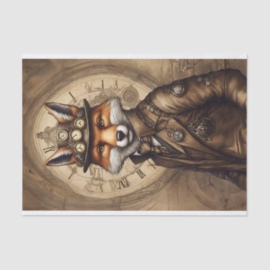  Classy Steampunk Fox Tissuepapier (Voorkant)