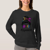 Classy Stepmom life Messy Bun Rainbow Leopard Moth T-shirt (Voorkant)
