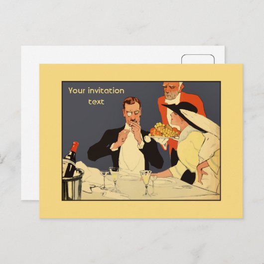 Classy stijl uitnodiging voor het diner sjabloon (Voorkant / Achterkant)