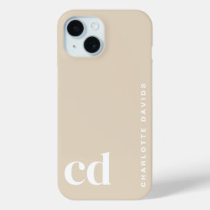 Classy Stijlvol Beige Monogram iPhone 15 Case