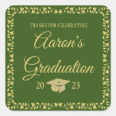 Classy stijlvol goud op groen Afstuderen Dank u Vierkante Sticker (Voorkant)