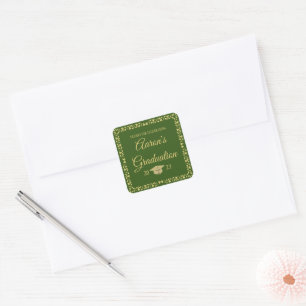 Classy stijlvol goud op groen Afstuderen Dank u Vierkante Sticker